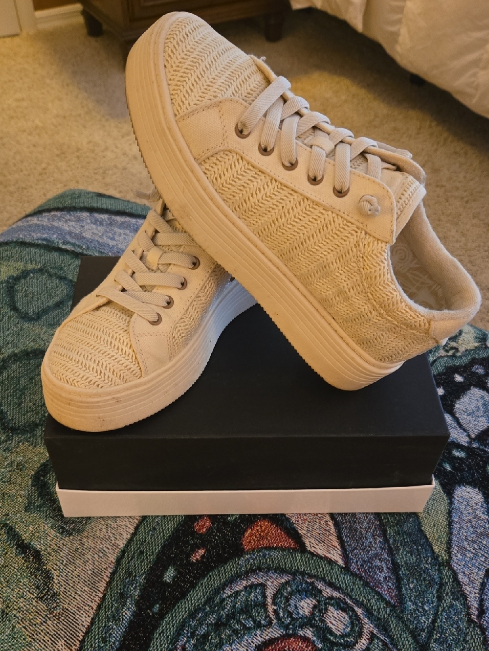 Roxy Cream Knit Platform Sneakers